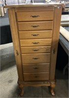 Oak Tall Jewelry Box Cabinet.