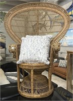 Vintage Peacock Wicker Chair ( decor pillows not