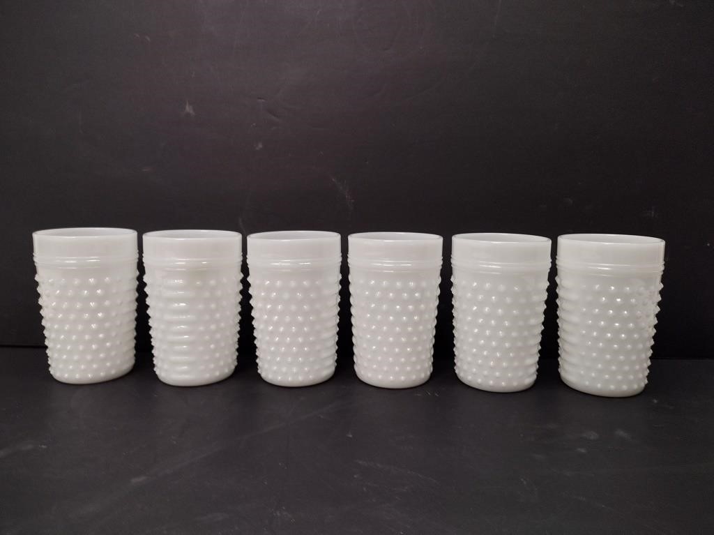 Hobnail Milk Glass Cups