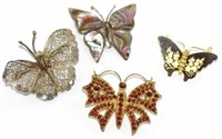 Silver gilt and garnet butterfly brooch