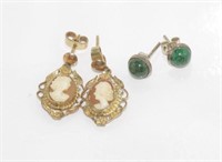 9ct yellow gold, cameo earrings