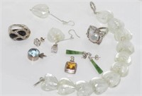 Heart shaped glass bracelet & earrings