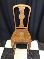 Oak Side Chair with Carved Feet