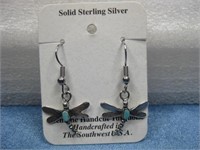 Sterling Silver Turquoise Dragonfly Earring