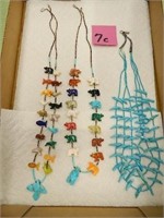 (3) Native American Style Fetish Necklaces with
