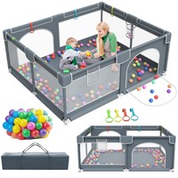 Baby Playpen, 79"x63 XL Play Yard w 50 Ocean Balls