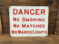 Original Danger No Smoking Sign - Vic Enamel Works