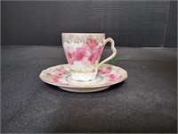 China Iris Pink Floral Teacup & Saucer