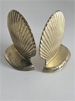 VTG PAIR OF SOLID HEAVY BRASS CLAM SEA SHELLS