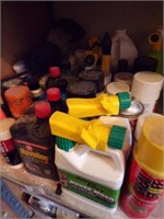 LARGE ASSORTMENT OF OIL, CLEANERS, GLUE & MORE