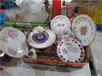 BOX OF VIN HANDPAINTED CHINA, CUPS, SAUCERS, MISC