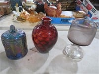COLL OF GRAPE PATTERN CANDY DISH & VASES