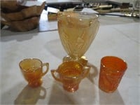 AMBER MARIGOLD PITCHER, GLASS CREAM& SUGAR
