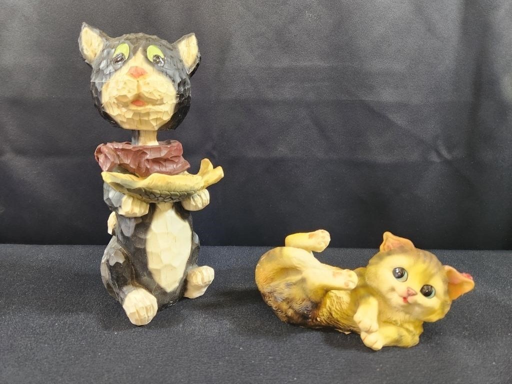 BOBBLE HEAD CAT FIGURINE & PLAYFUL KITTEN FIGURINE