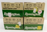 (100) Rounds of Remington 20 gauge 2 3/4" heavy
