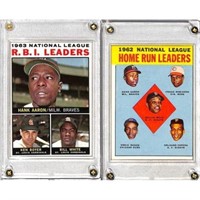 (2) 1962-63 Baseball Leader Cards