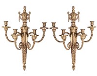 Italian Neoclassical Style Gilt Bronze Sconces, Pr
