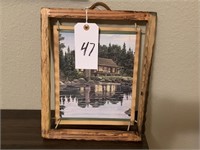 Wood frame log cabin print