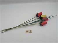 4 WOODEN ROSES- THESE ARE NOT THE HANDMADE ONES