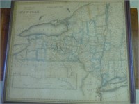 24x22 Framed map of  1830 New York