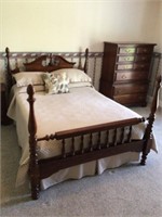 Full size bed cherry finish