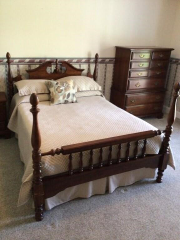 Full size bed cherry finish