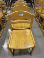 4 oak school desk chairs 16" seat height