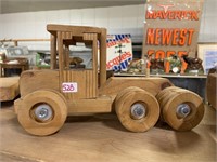wood handmade semi truck with flatbed trailer