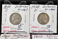 (4) Jefferson Nickels: