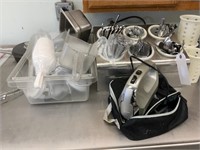 Assorted silverware and container mixer and scoops