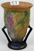 Pottery vase, double handle, Wisteria