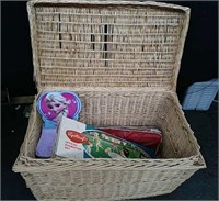 Large Wicker Toy Basket with Toys and Games