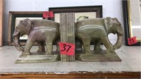 MARBLE ELEPHANT BOOKENDS