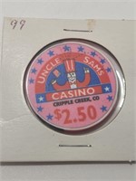 $2.50 Uncle Sam's Casino Chip Cripple Creek CO