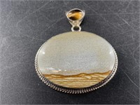 Sterling silver pendant with inset picture jasper,