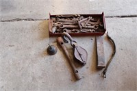 WEDGE, OIL CAN, MISC. HAND TOOLS, PULLEY, ETC.