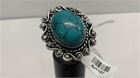 German Silver Turquoise Stone Ring Size 8