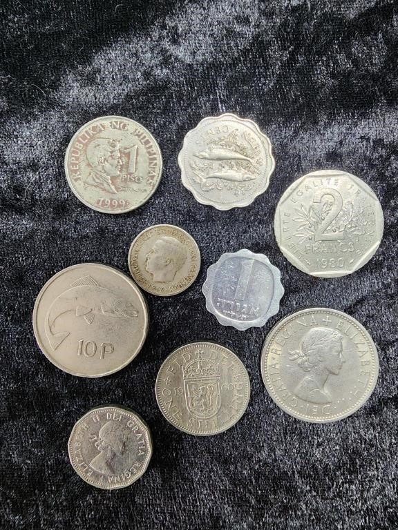 9 Foreign  Coins