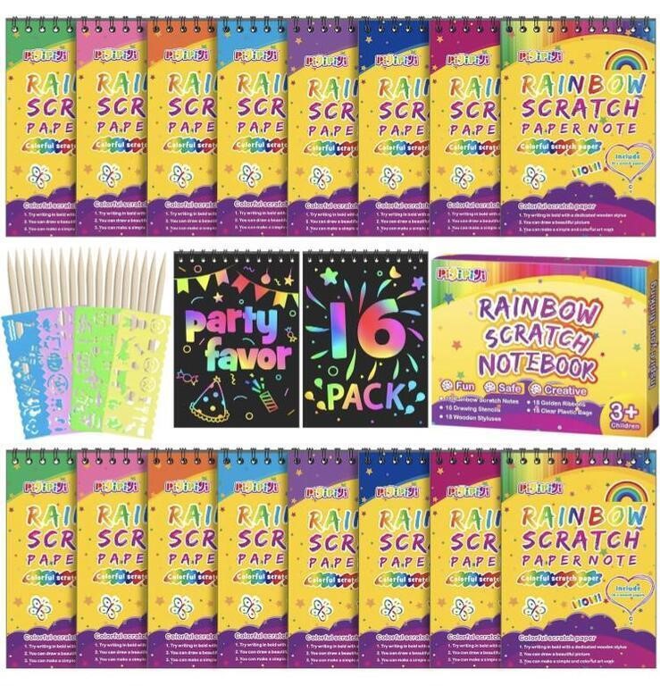 PIGIPIGI SCRATCH PAPER PARTY FAVOR: 16 PACK