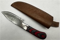 8” Custom Made Damascus Steel Blade Knife W/Sheath