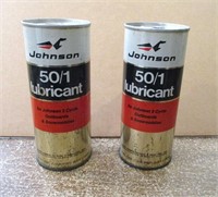 (2) Cans Vintage Johnson 50/1 Lubricant, Pull Tabs
