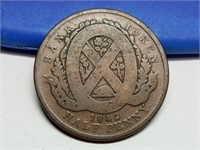 OF) 1842 Bank of Montreal half penny Bank token