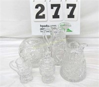 Lot of Crystal / Clear Glass - Pitchers, Bowl,