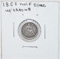 COIN - 1853 HALF DIME W/ ARROWS