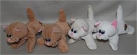 (4) Vintage Pound Puppies Kitties Plush Toys
