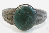 Vintage Navajo SS Turquoise Bracelet - Tested