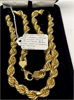 LARGE 10MM 24" Y/GOLD ROPE TWIST NECKLACE