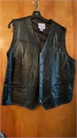 Black Leather Vest, Size XL, Snap Front Closure,