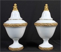 Pair of Pirkenhammer Porcelain Capped Urns