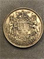 1941 CANADA SILVER ¢50 COIN